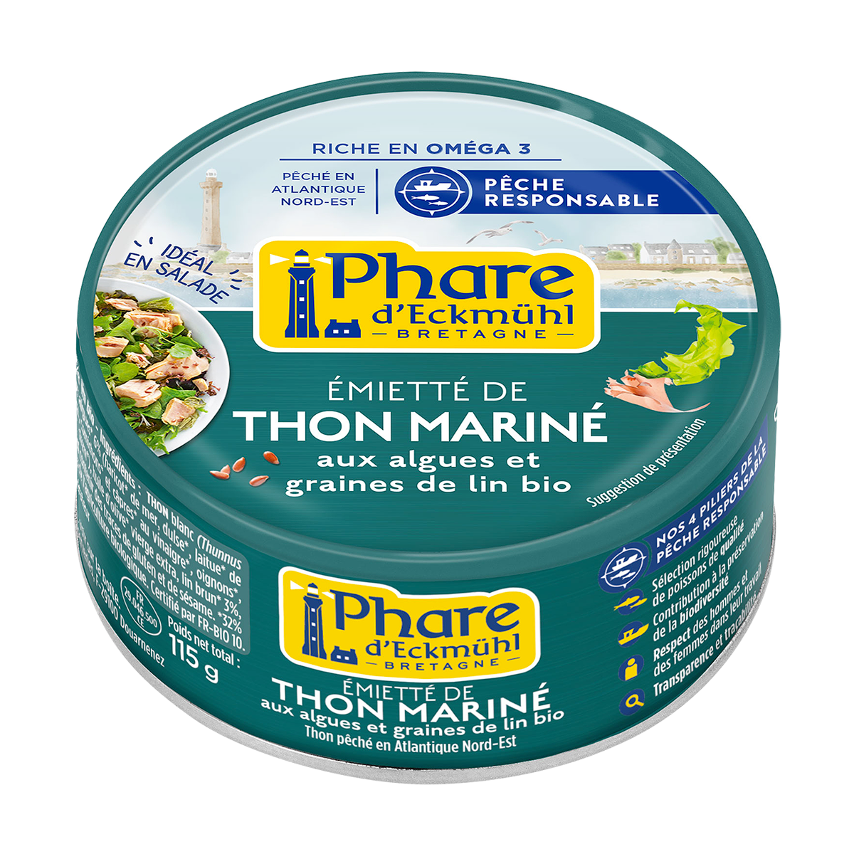 Thon mariné aux algues et graines de lin bio