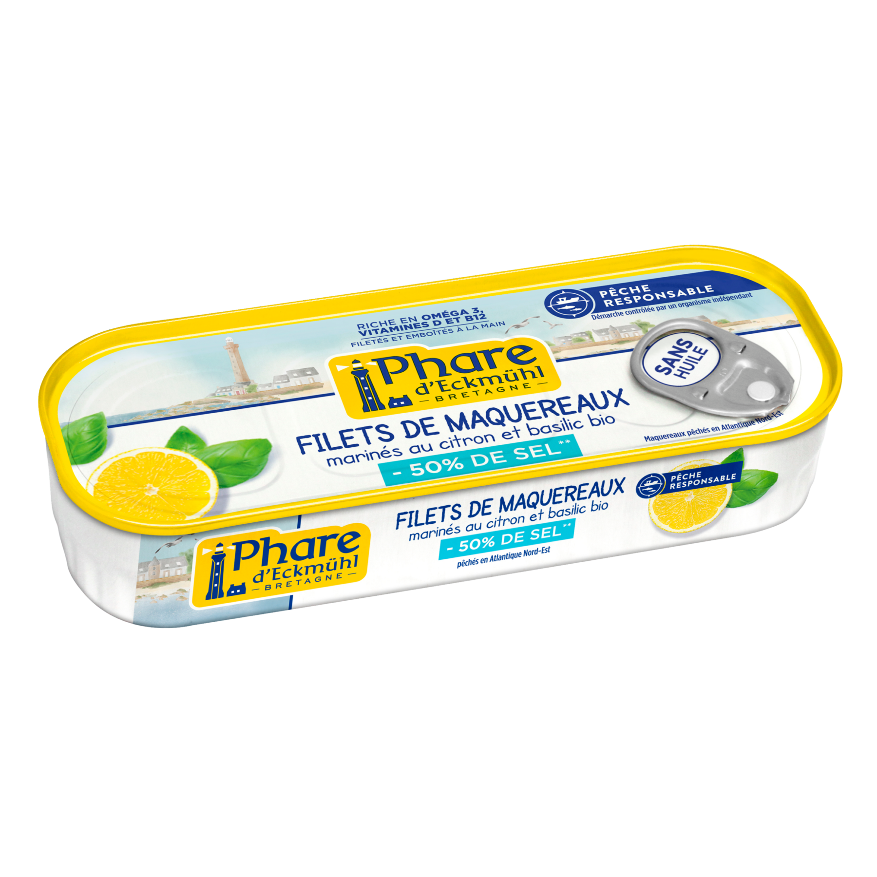Filets de maquereaux marinés au citron et au basilic -50% de sel
