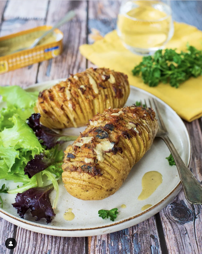Pommes de terre hasselback au maquereau
