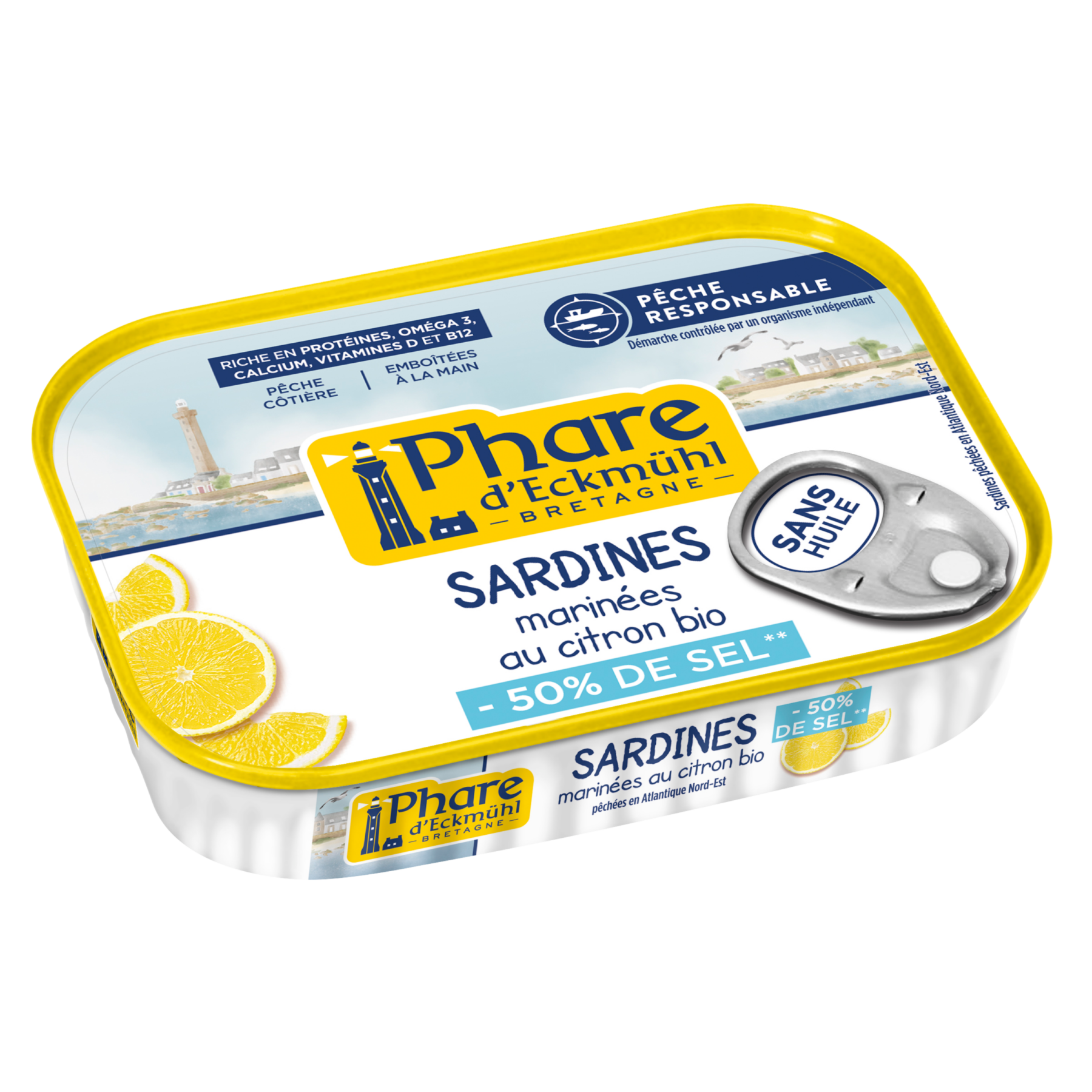 Sardines marinade sans huile au citron bio -50% de sel